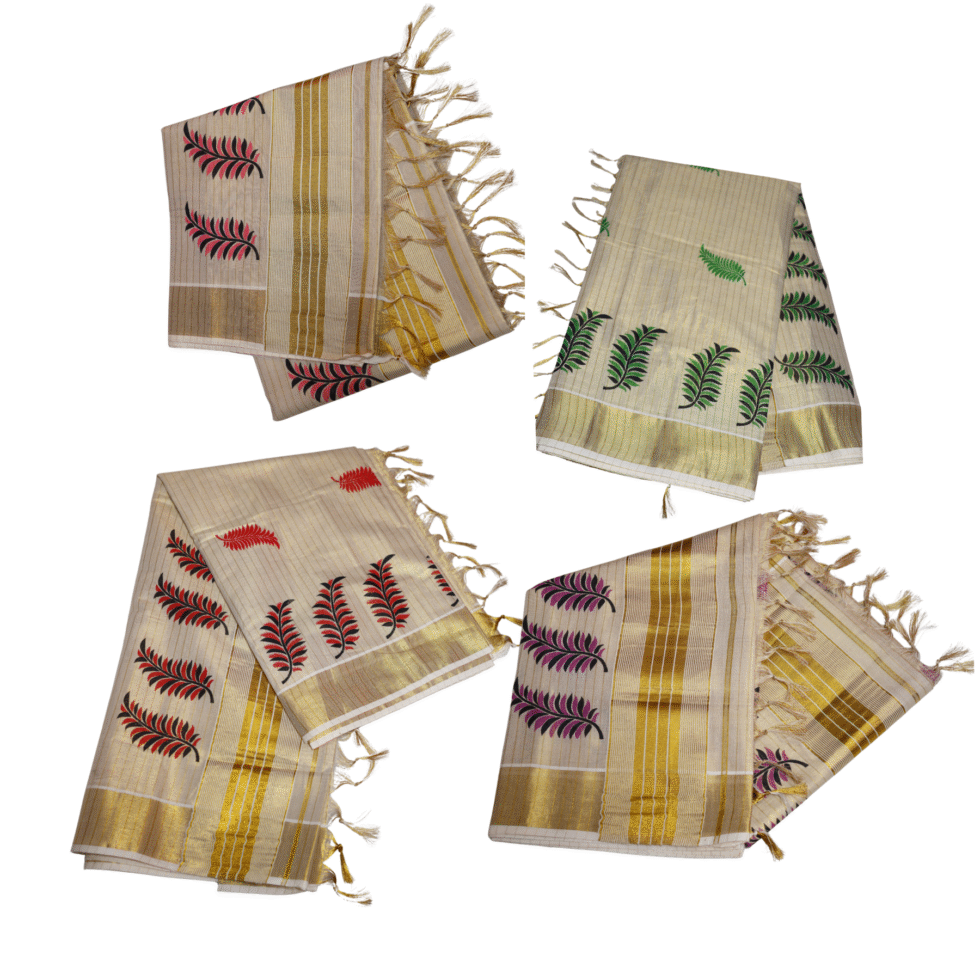 Ramsons Chitrapata Tissue Saree with Leaf Printed Design - RM4349