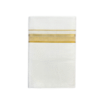 Ramsons Cotton White Single Dhoti with 1 Inch Gold Kara and Silver Border - RM745
