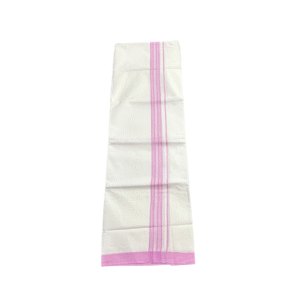 Ramsons Cotton White Single Dhoti with Pink Kara – RM5093