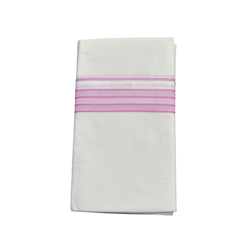 Ramsons Cotton White Single Dhoti with Pink Kara – RM5093