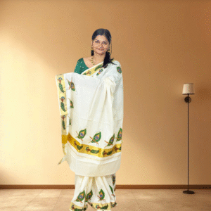 Ramsons Mayilpeeli Cotton Kasavu Saree - RM1658