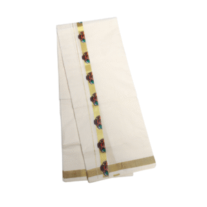 Ramsons Muralika Double Dhoti with Kathakali Mural Design - RM208