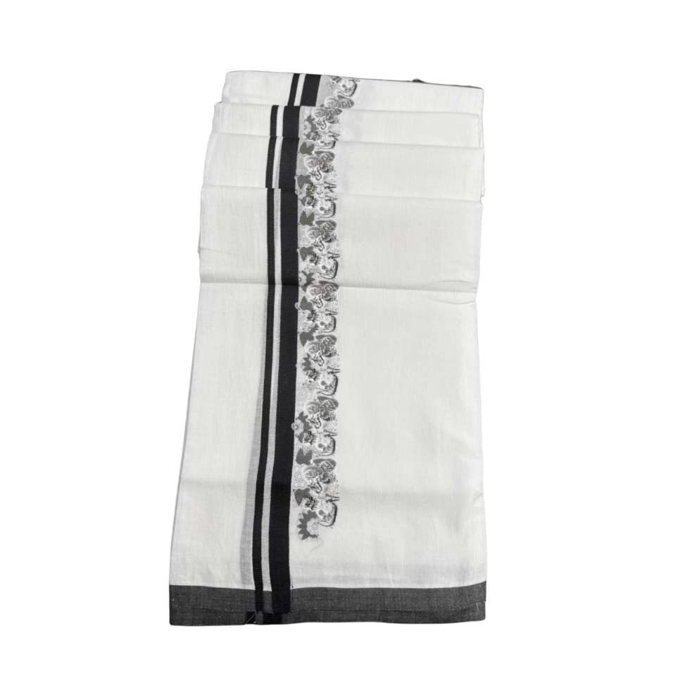 Ramsons Onam Special Double Dhoti with Onam Print in Black – RM3717