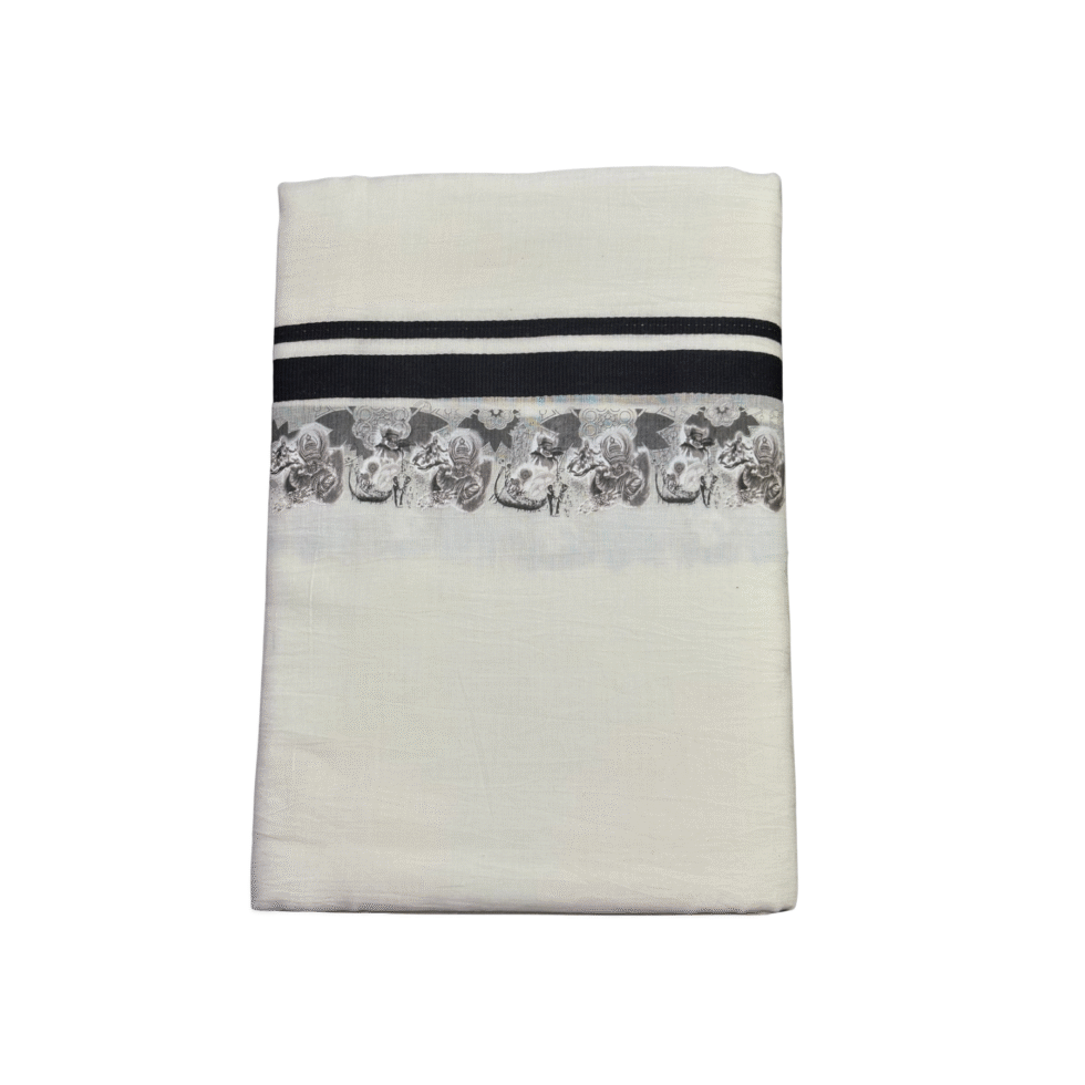 Ramsons Onam Special Double Dhoti with Onam Print in Black – RM3717