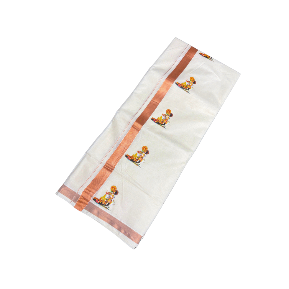 Ramsons Onam Special Printed Cotton Double Dhoti - RM922 Maveli