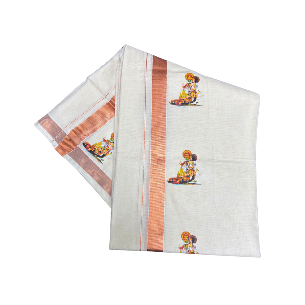 Ramsons Onam Special Printed Cotton Double Dhoti - RM922 Maveli
