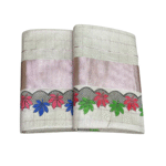 Ramsons Tissue Set Mundu with Printed Flowers and Rose Gold Kara - RM6483