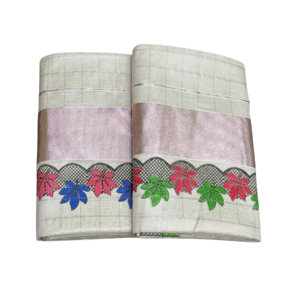 Ramsons Tissue Set Mundu with Printed Flowers and Rose Gold Kara - RM6483