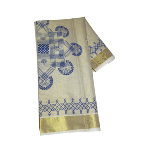 Ramsons Varna Rekha Tissue Set Saree - RM2086 Blue