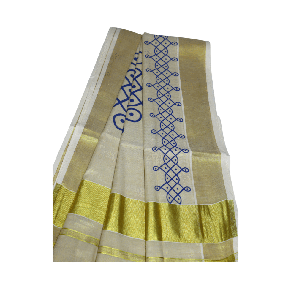 Ramsons Varna Rekha Tissue Set Saree - RM2086 Blue
