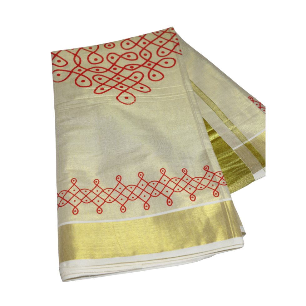 Ramsons Varna Rekha Tissue Set Saree - RM2086 Red