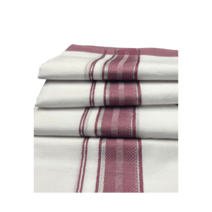 Ramsons White Cotton Double Dhoti with Mave Kara and Silver Lines - RM560