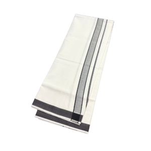 Ramsons White Cotton Single Dhoti with Black Kara - RM5040