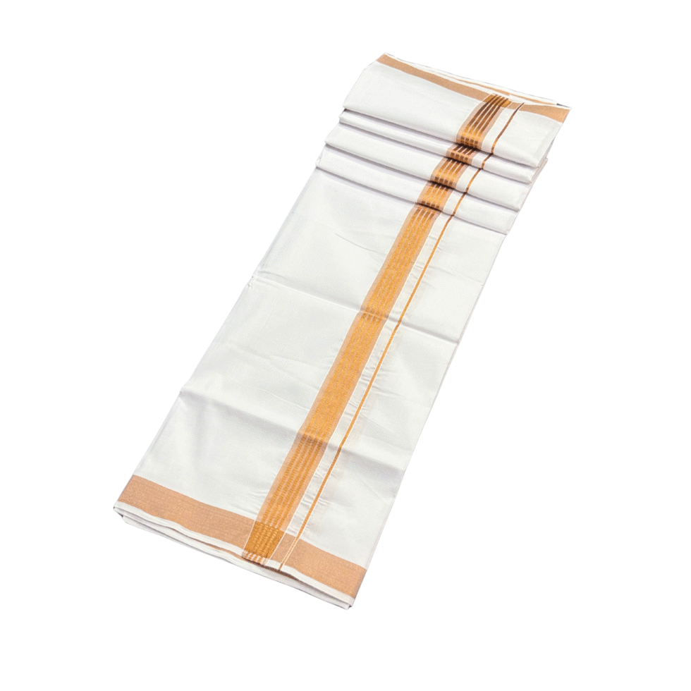 Ramsons White Cotton Single Dhoti with Copper Fancy Kara - RM5182