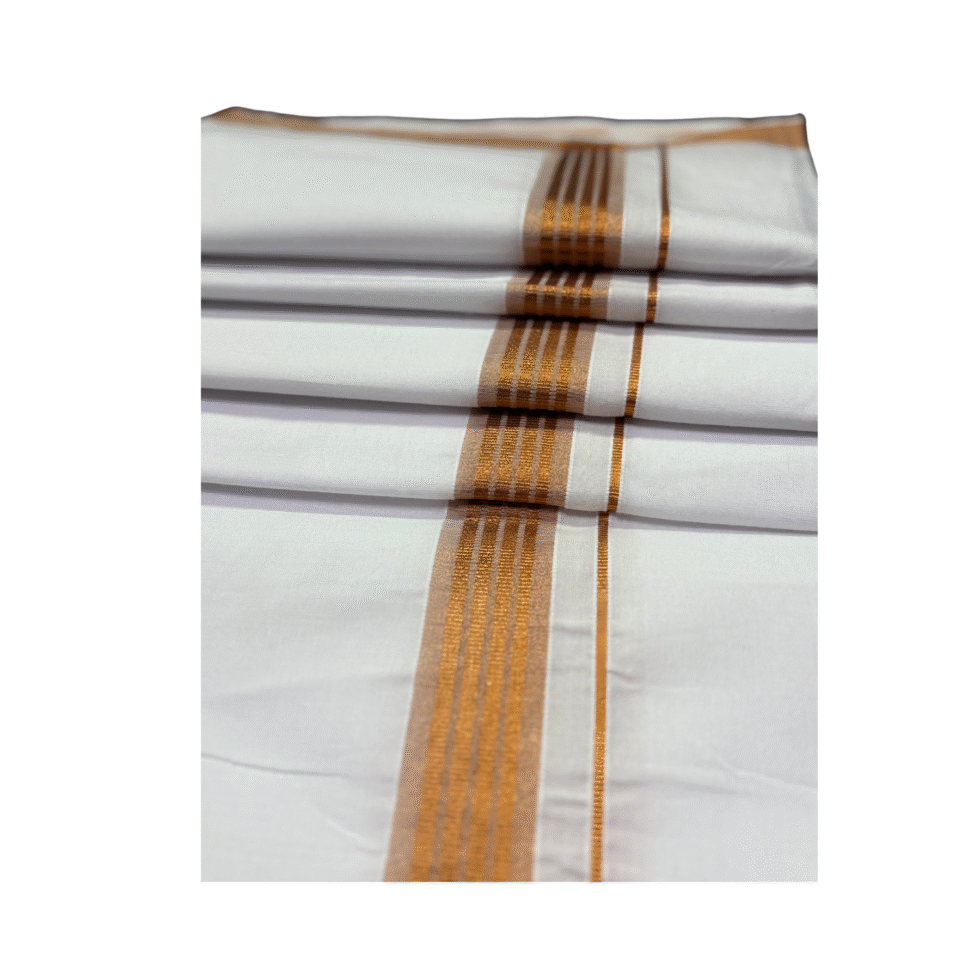 Ramsons White Cotton Single Dhoti with Copper Fancy Kara - RM5182