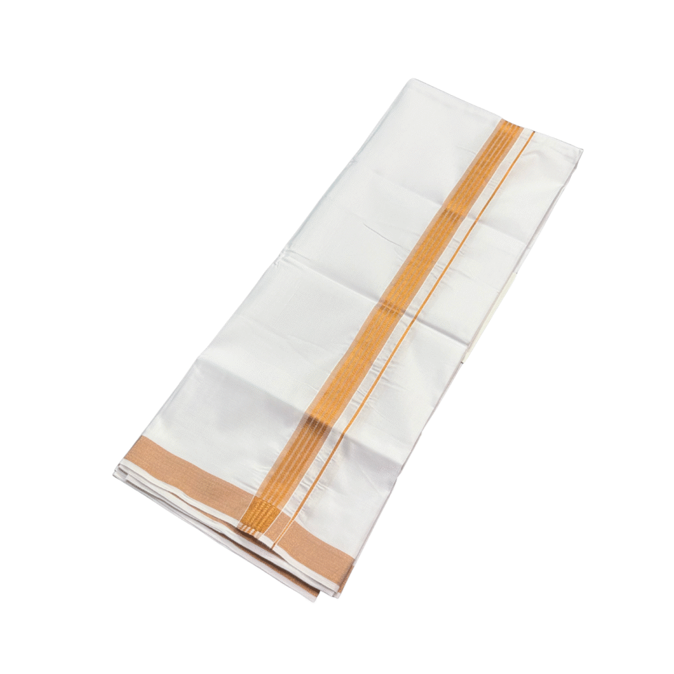 Ramsons White Cotton Single Dhoti with Copper Fancy Kara - RM5182