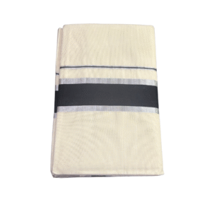 Ramsons Cotton Set Saree with Black Kara and Silver Border - RM1645