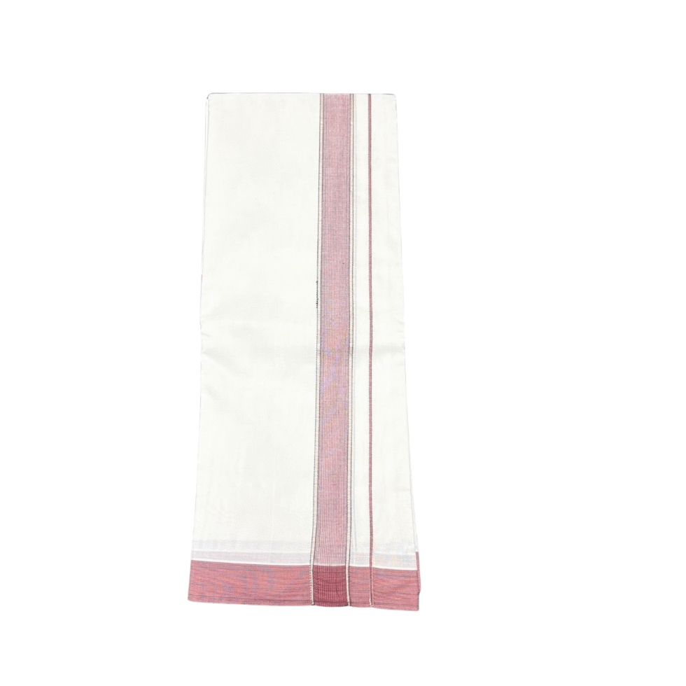 Ramsons Gentle Man Silver Peach Colour Kara Double Dhoti - RM7252