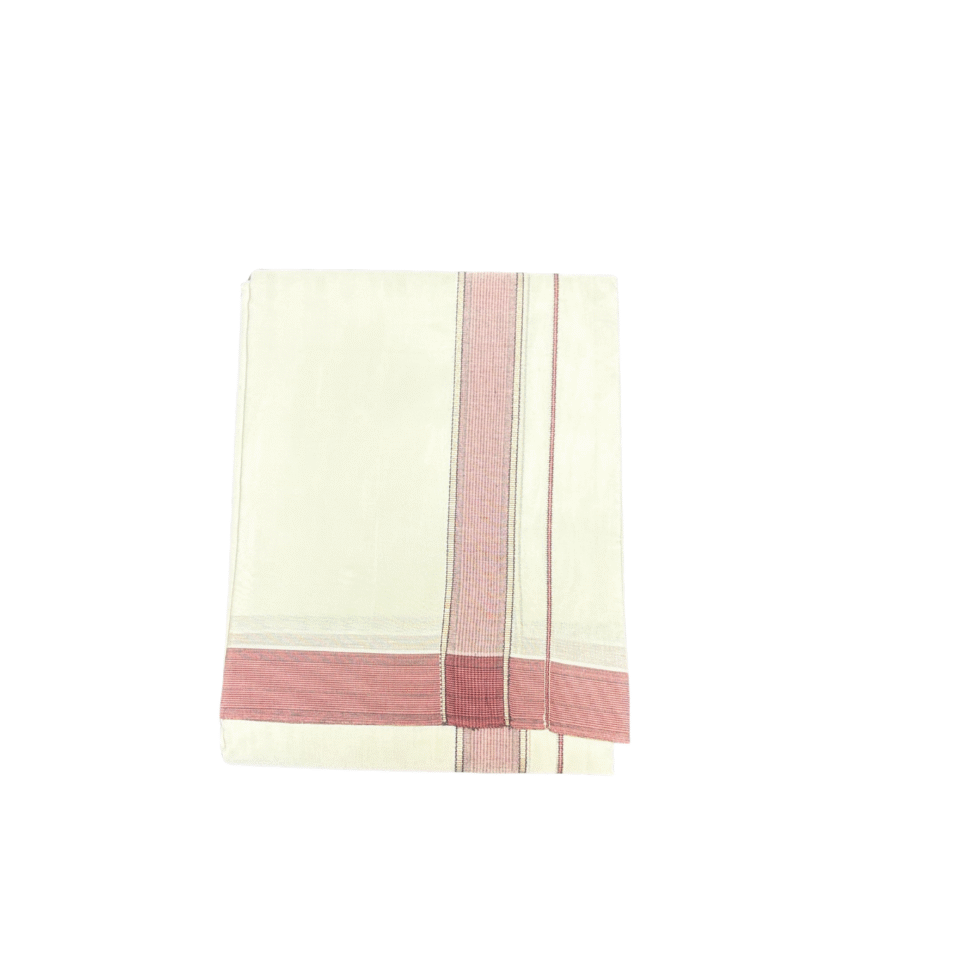 Ramsons Gentle Man Silver Peach Colour Kara Double Dhoti - RM7252