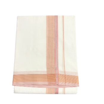 Ramsons Maharaja Brick Orange and red Kara Double Dhoti - RM7023