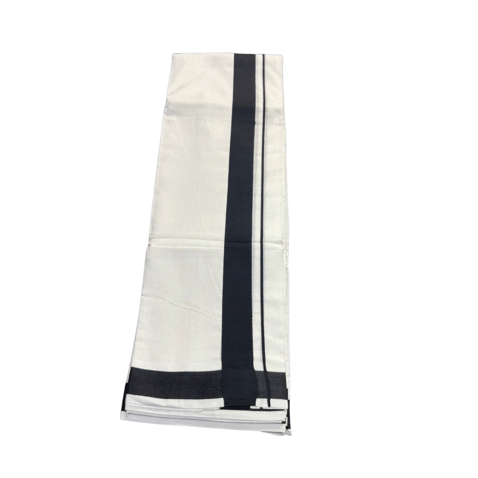 Ramsons Malayali Premium Mercerised Cotton Double Dhoti with Black Kara - RM7050
