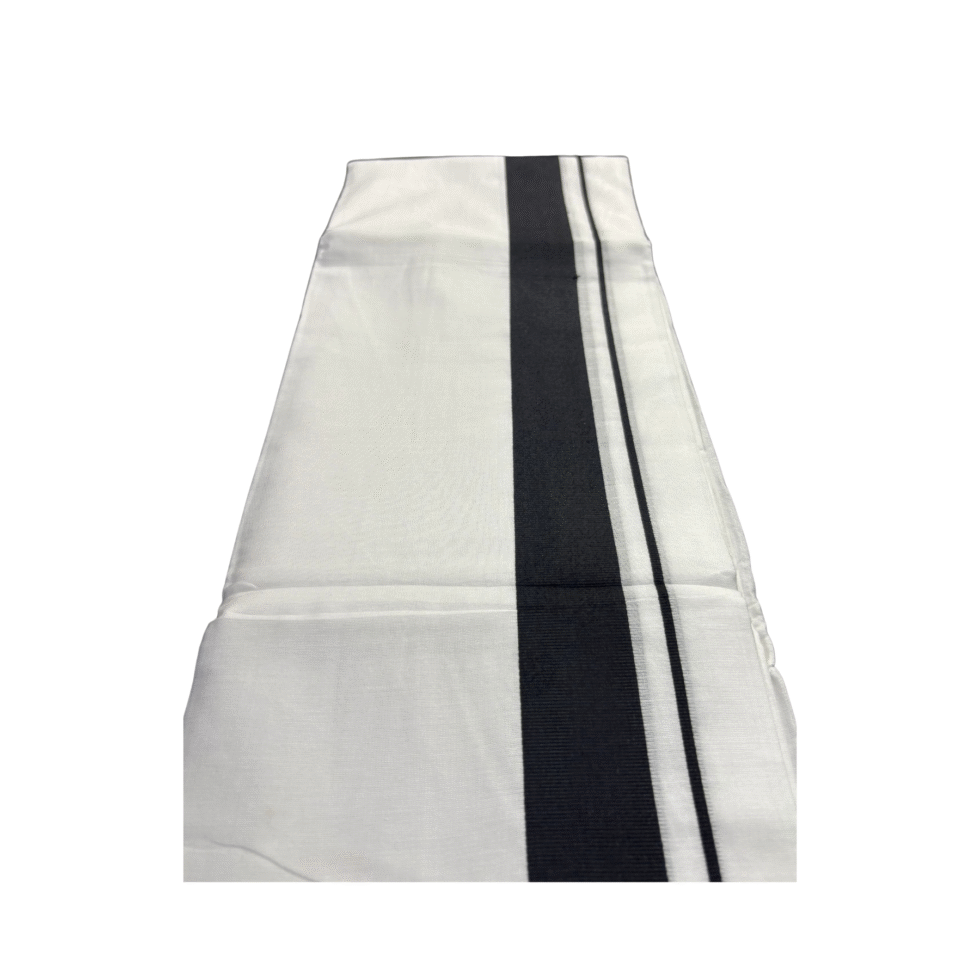 Ramsons Malayali Premium Mercerised Cotton Double Dhoti with Black Kara - RM7050