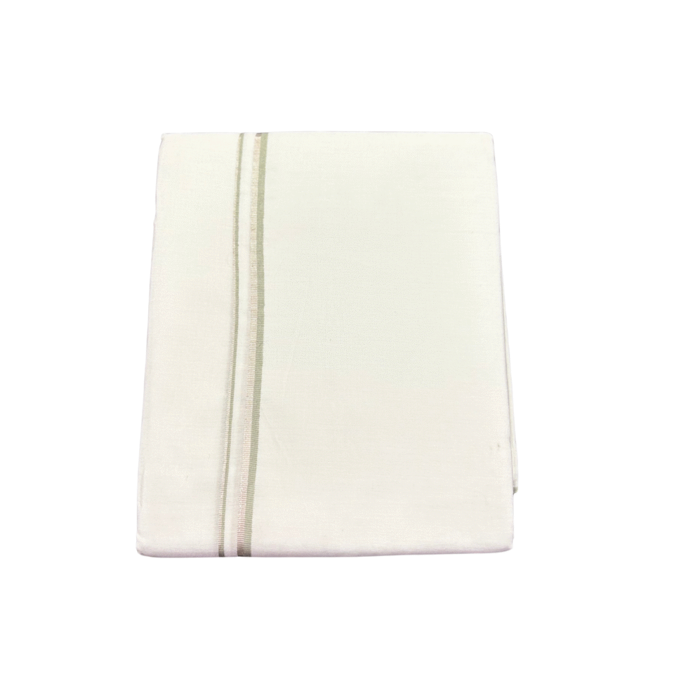 Ramsons Premium Double Dhoti Silver and Olivegreen Kara - RM7193