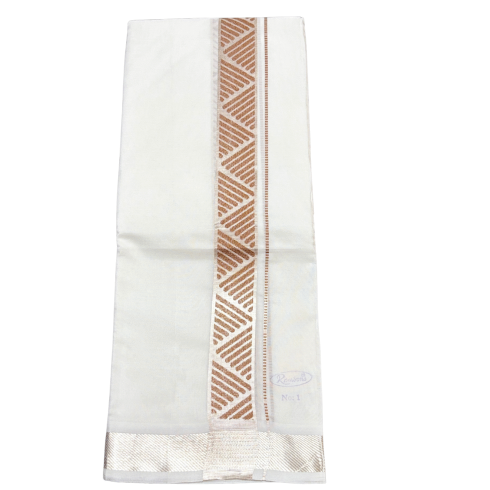 Ramsons Premium Governer Double Dhoti With Geometric Designed Kara - RM7222