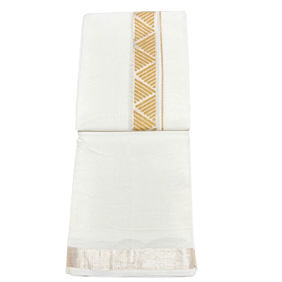 Ramsons Premium Governer Double Dhoti With Geometric Designed Kara - RM7222
