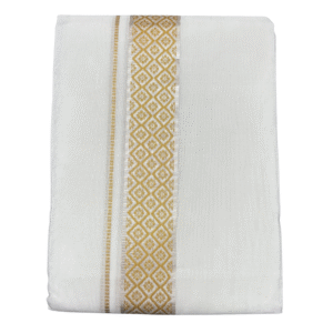 Ramsons Premium Governer Double Dhoti With Gold Designed Kara – RM7222GD