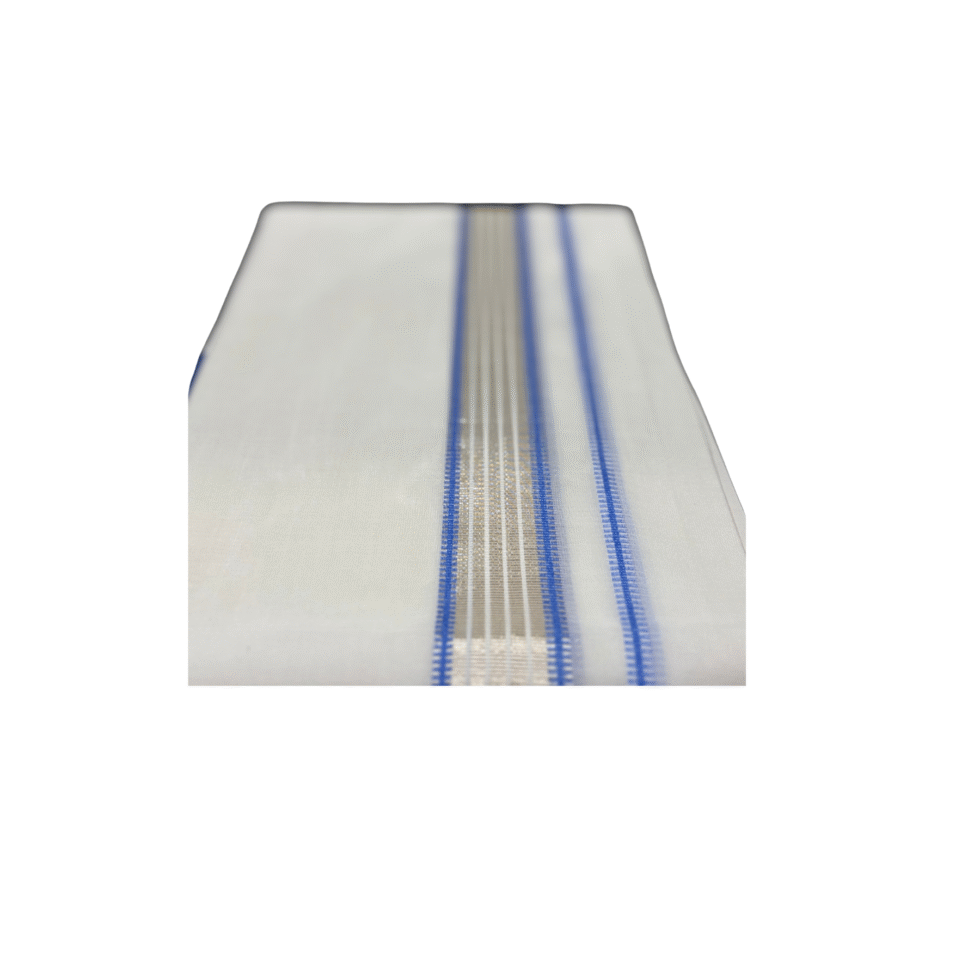 Ramsons Premium Handloom Cotton Double Dhoti With Blue And Silver Kara - RMHD39BS