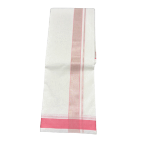 Ramsons Premium Handloom Cotton Double Dhoti With Pink And Silver Kara – RMHD38PS