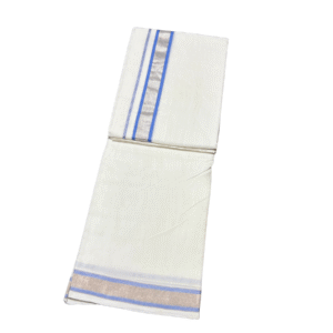 Ramsons Premium Handloom Double Dhoti Blue and Silver Kara RMHD -35B