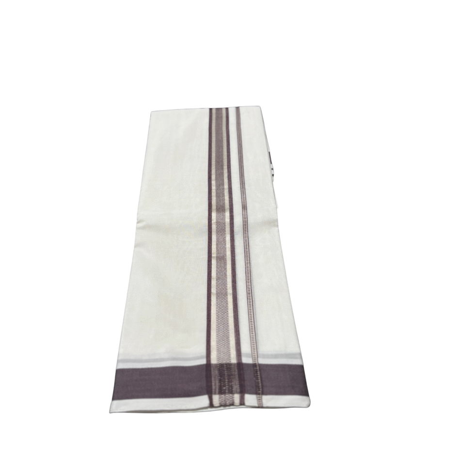 Ramsons Premium Handloom Double Dhoti Brown Kara RMHD-37BN