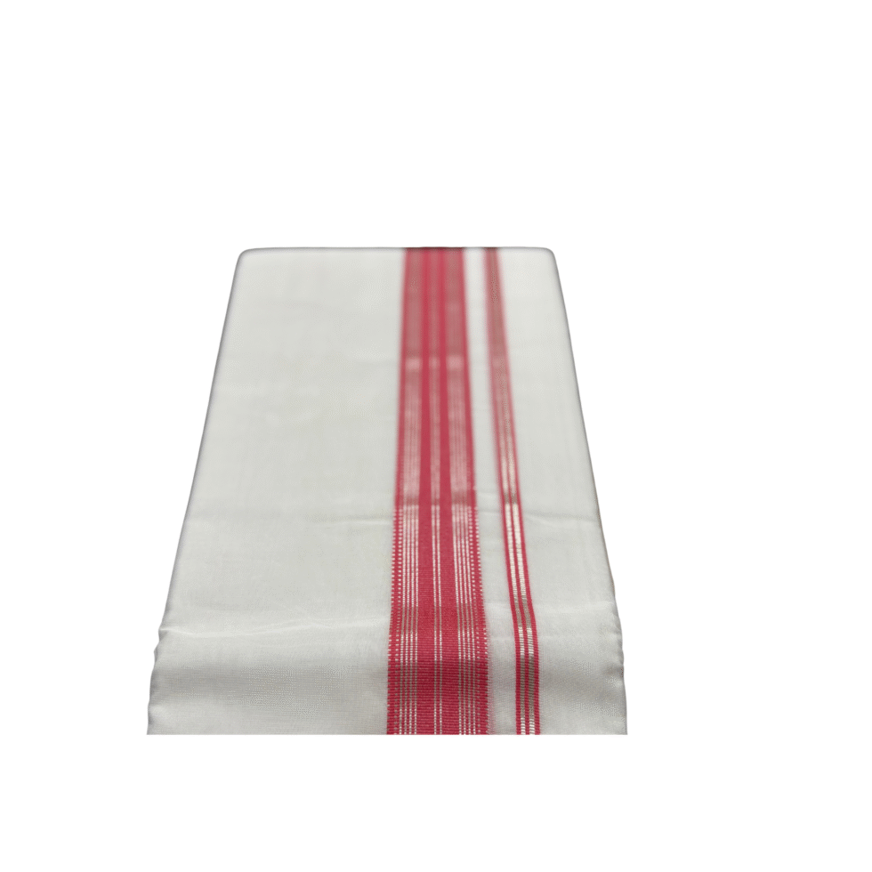 Ramsons Premium Handloom Double Dhoti Desire Red And Silver Kara RMHD-37DR