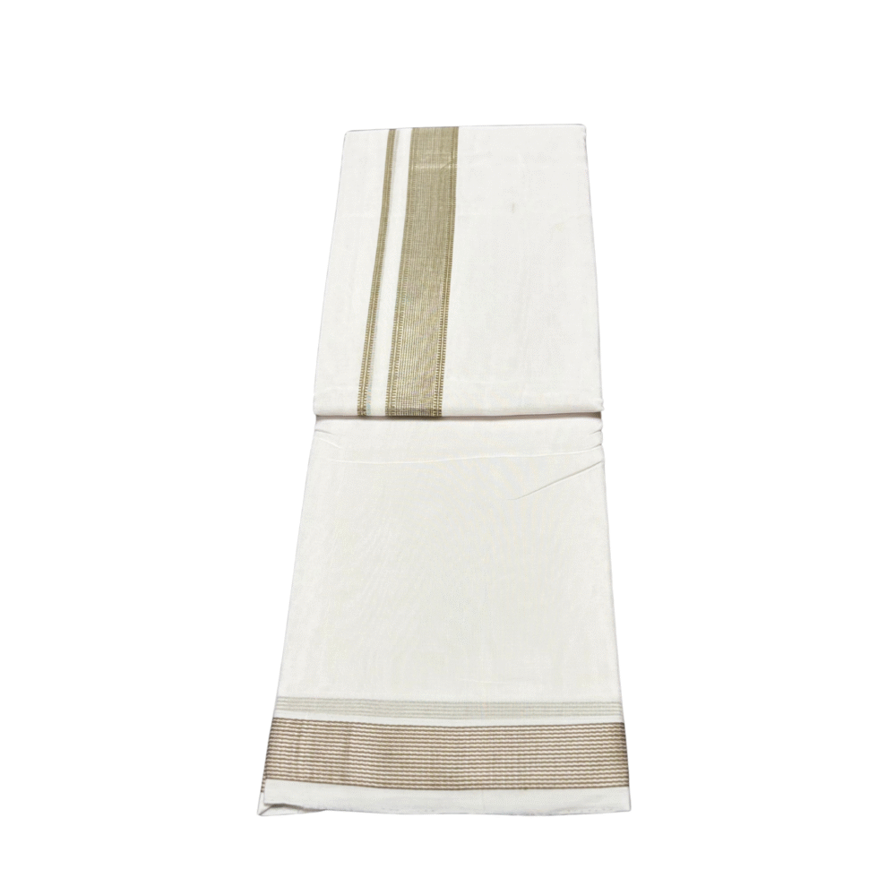 Ramsons Premium Handloom Double Dhoti Olive Green Design Kara RMHD -35OG