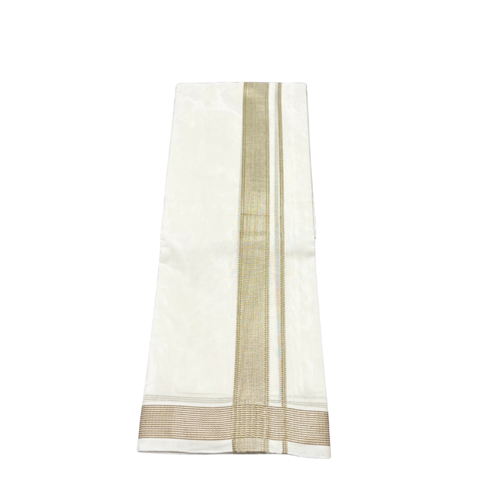 Ramsons Premium Handloom Double Dhoti Olive Green Design Kara RMHD -35OG
