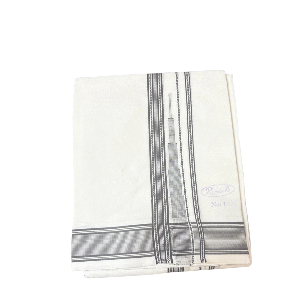 Ramsons Premium Mr India Double Dhoti Black Designed Kara - RM7013