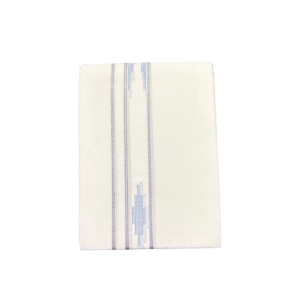 Ramsons Premium Shajahan Double Dhoti Blue Designed Kara - RM7024