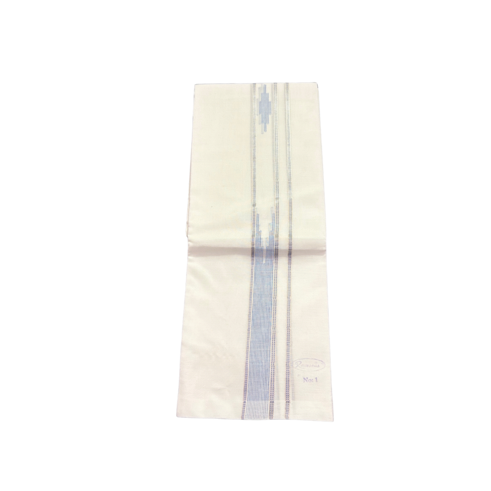 Ramsons Premium Shajahan Double Dhoti Blue Designed Kara - RM7024