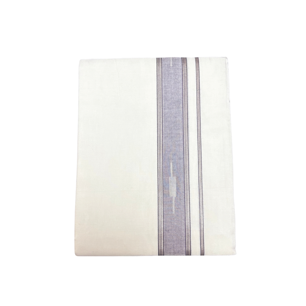 Ramsons Premium Thamburan Silver Double Dhoti Violet Rain And Silver Designed Kara – RM7166VS