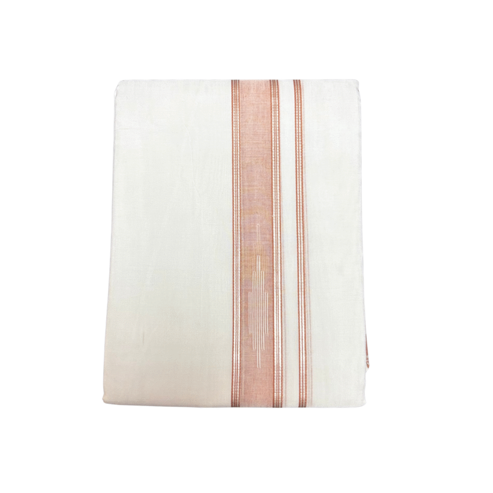 Ramsons-Premium-Thamburan-Silver-Double-Dhoti-With-Orange-Brick-DesignedKara-RM7166OB