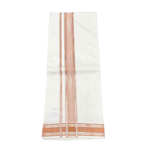 Ramsons-Premium-Thamburan-Silver-Double-Dhoti-With-Orange-Brick-Designed-Kara-–-RM7166OB