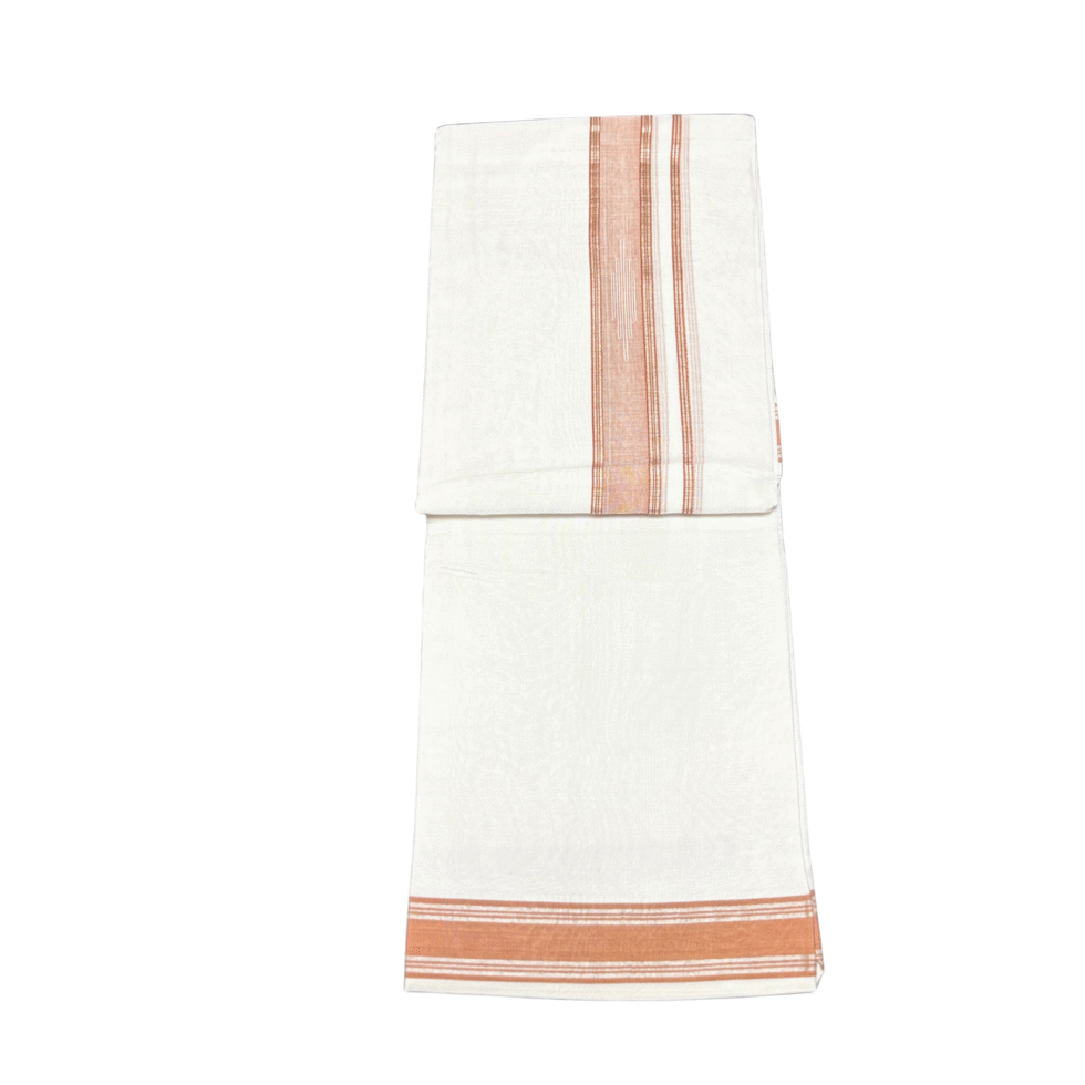 Ramsons-Premium-Thamburan-Silver-Double-Dhoti-With-Orange-Brick-Designed-Kara-–-RM7166OB