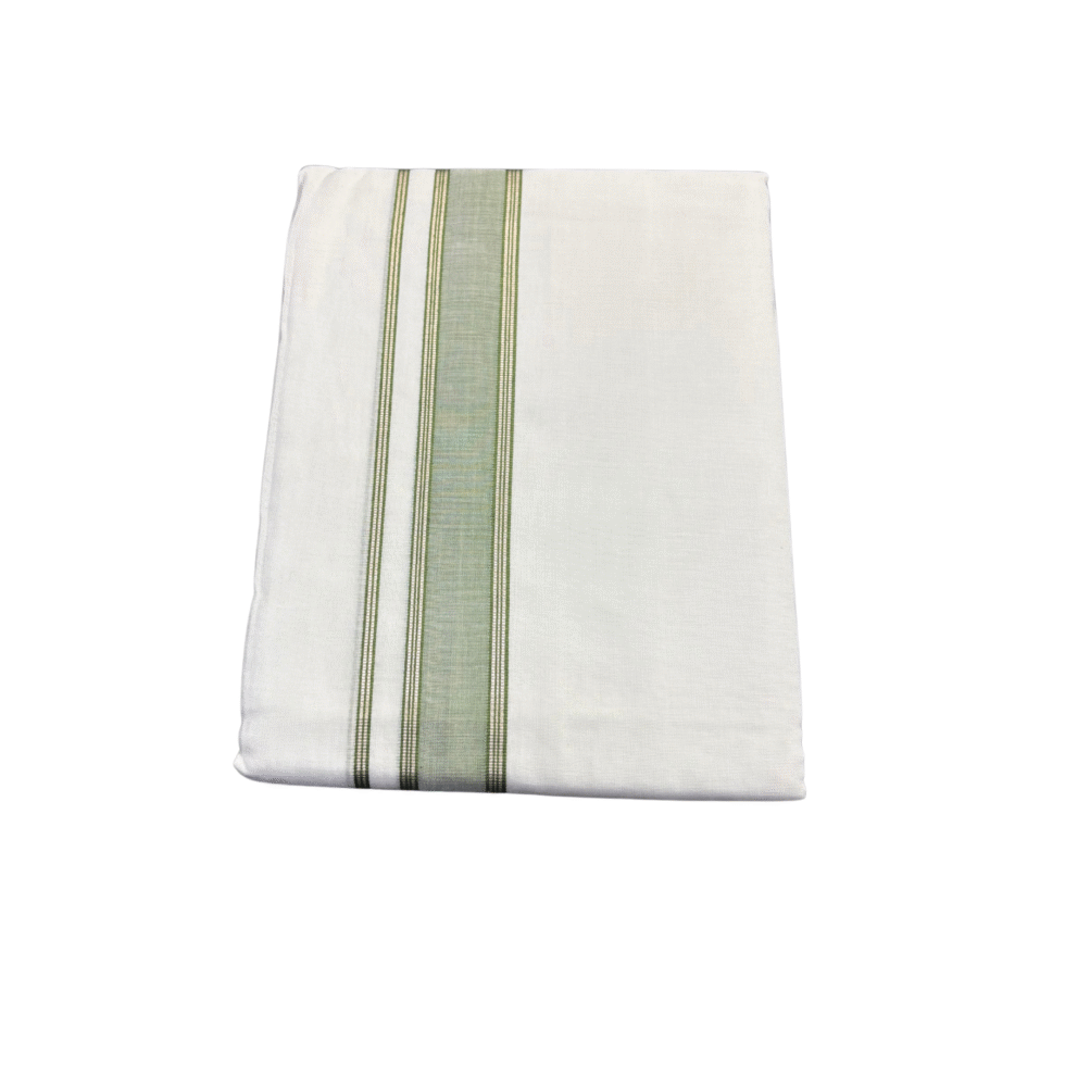 Ramsons Thamburan Silver Mercerised Cotton Premium Double Dhoti – RM7166 Green