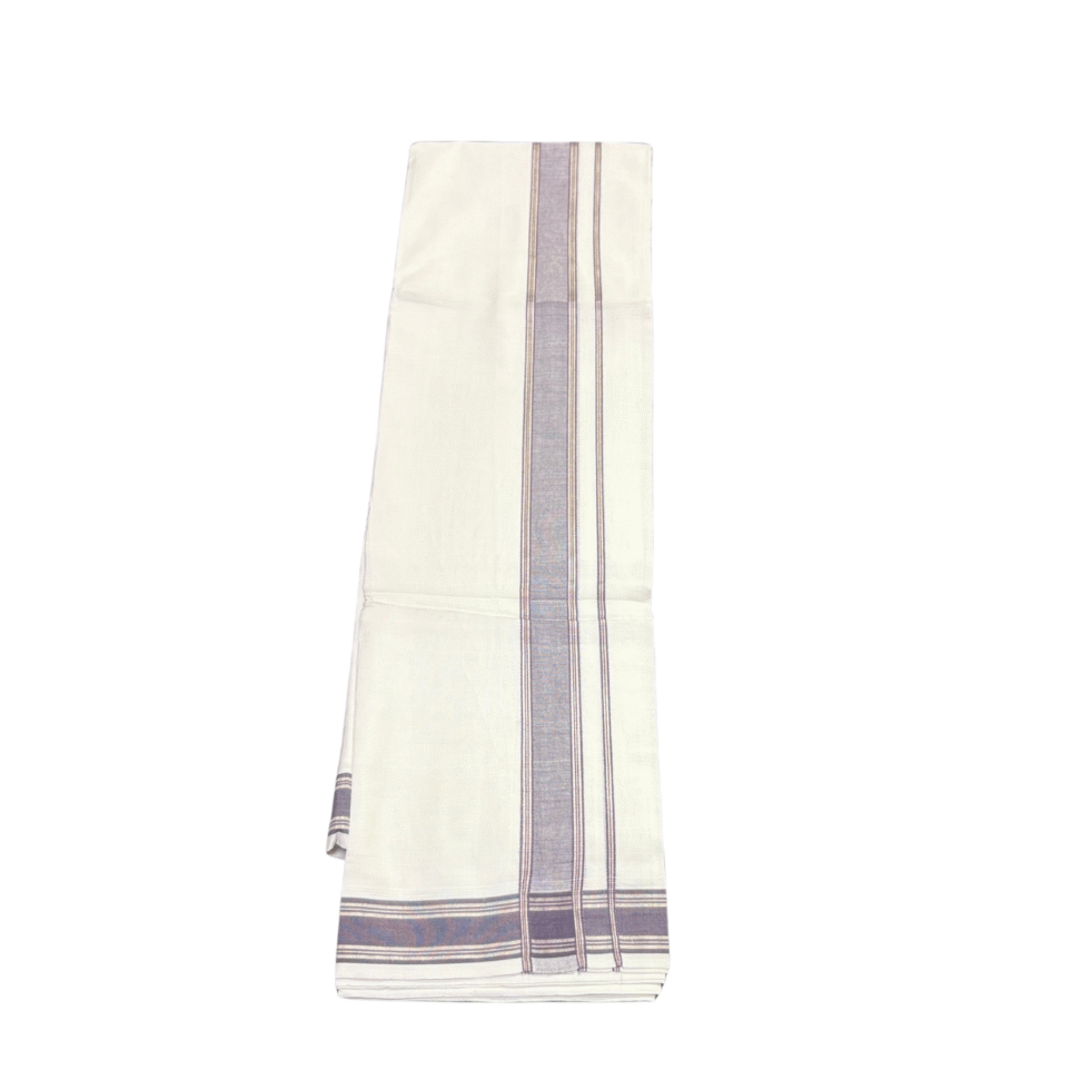 Ramsons Thamburan Silver Mercerised Cotton Premium Double Dhoti – RM7166 Grey