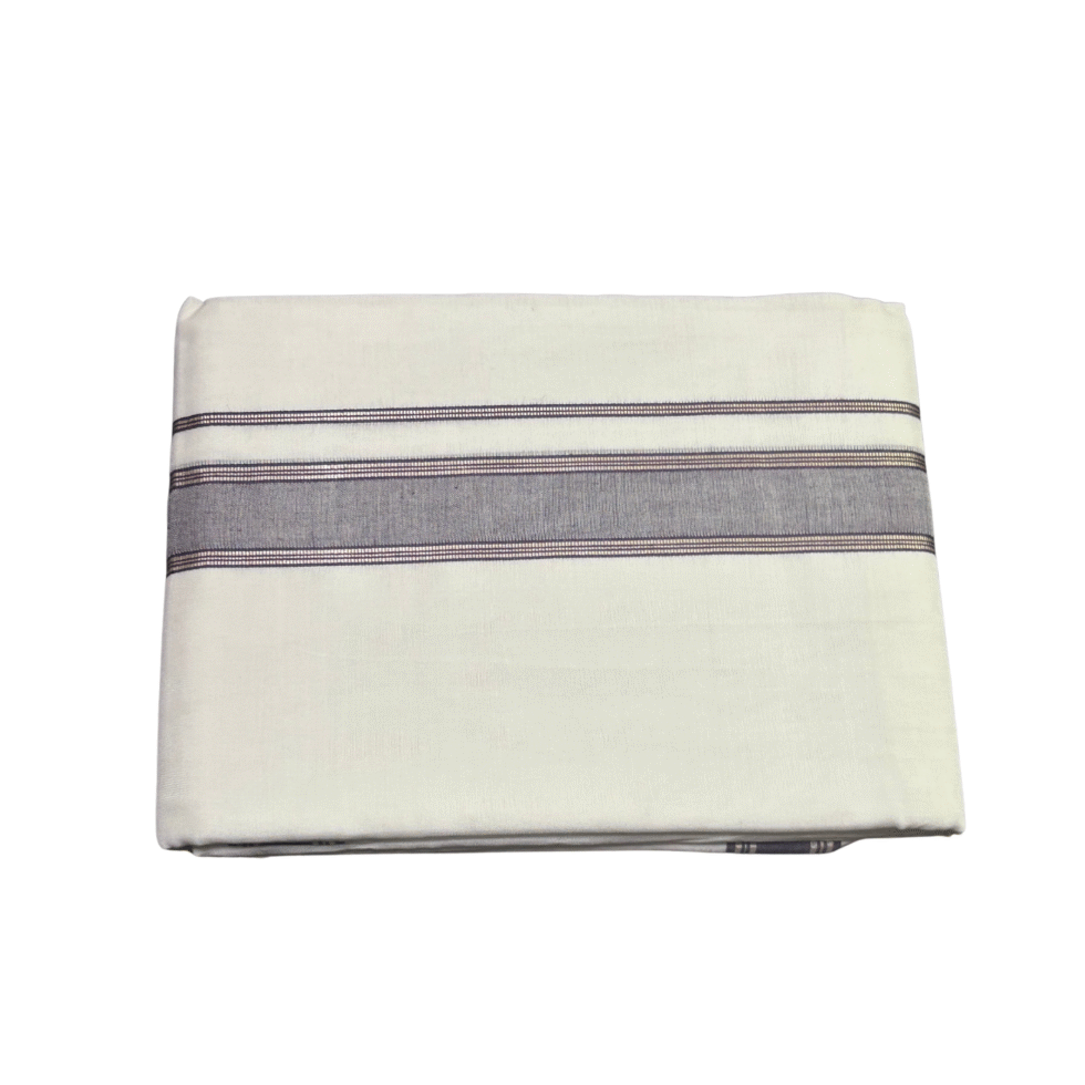 Ramsons Thamburan Silver Mercerised Cotton Premium Double Dhoti – RM7166 Grey