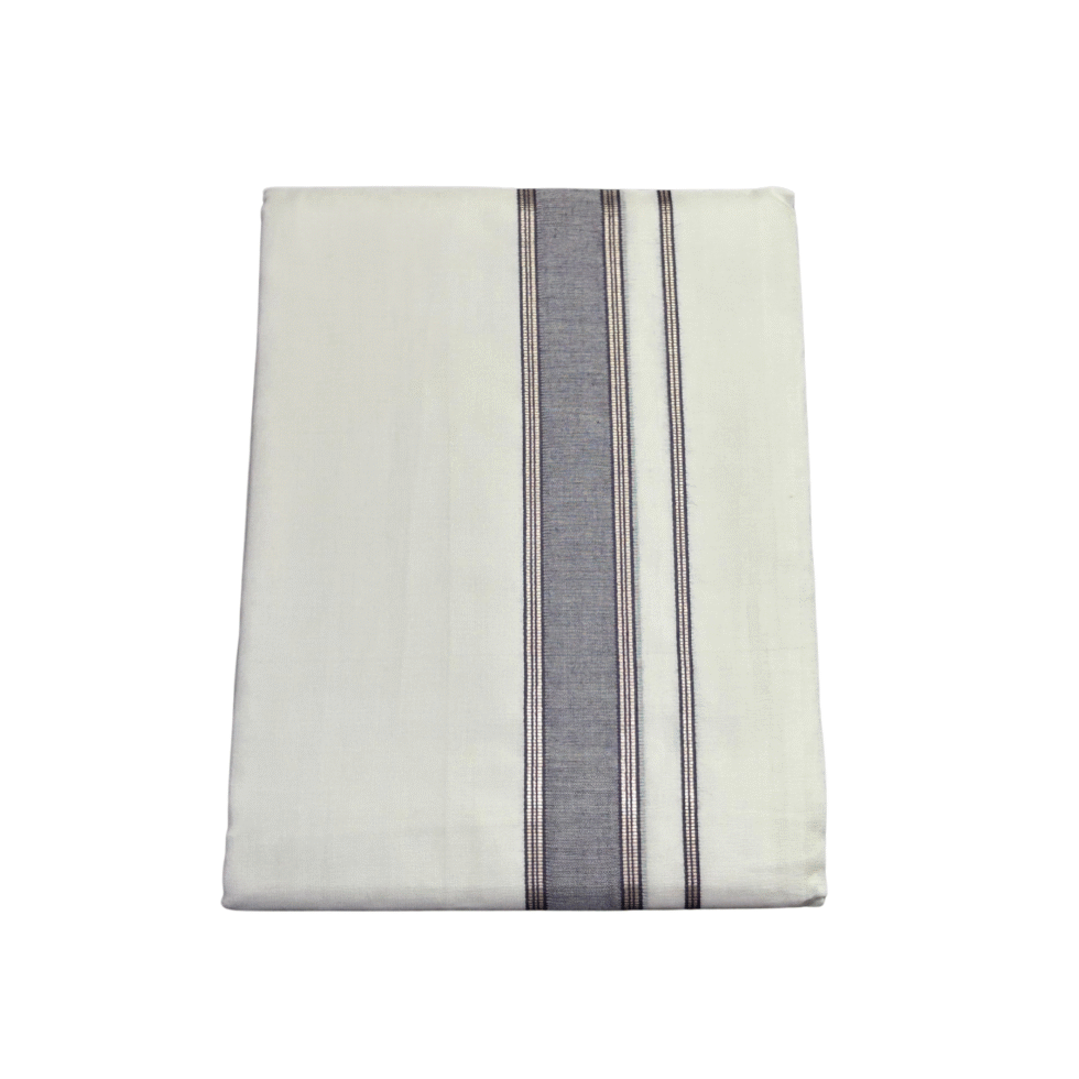Ramsons Thamburan Silver Mercerised Cotton Premium Double Dhoti – RM7166 Grey