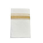 Ramsons White Cotton Double Dhoti with Mustard Yellow Kara - RM666