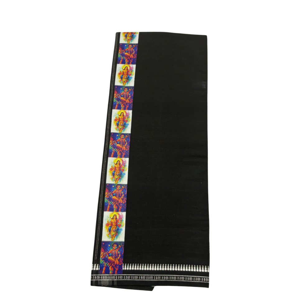 Ramsons Devotional Manikanta Vastram Black Single Dhoti Sticker Printed Kara - RM5226